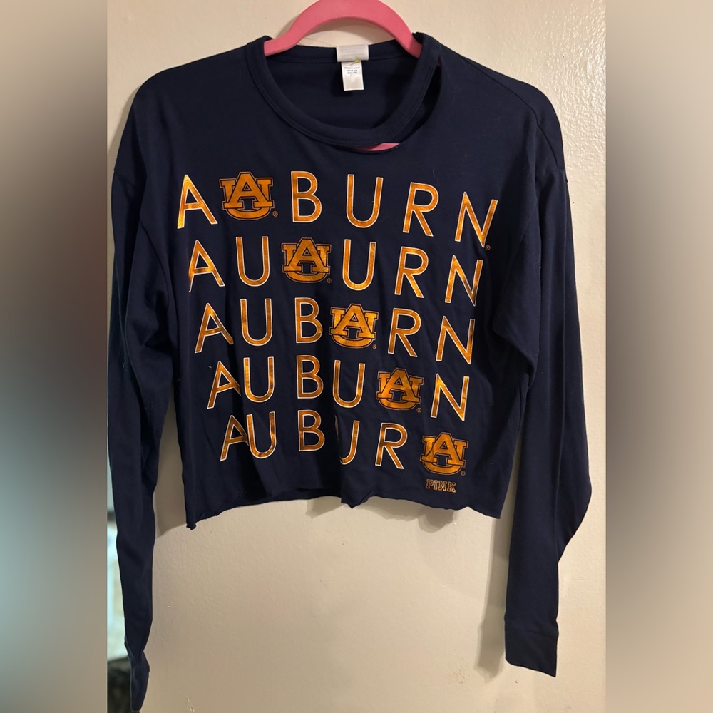 Auburn Navy Long Sleeve Crop Top
